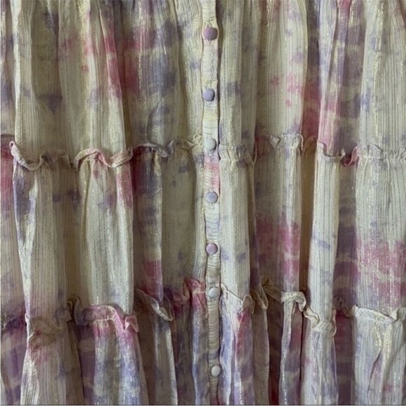 Rococo Sand Emi Metallic Shimmer Purple and Pink Long Sleeve Maxi Dress - Picture 11 of 15